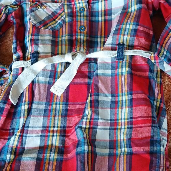 Hanna Andersson Plaid Long Sleeve Dress Red And Blue - Picture 3 of 5